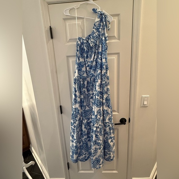 Xirena Maisie Maxi Dress Santorini One Shoulder Blue White Resortwear - Picture 3 of 5